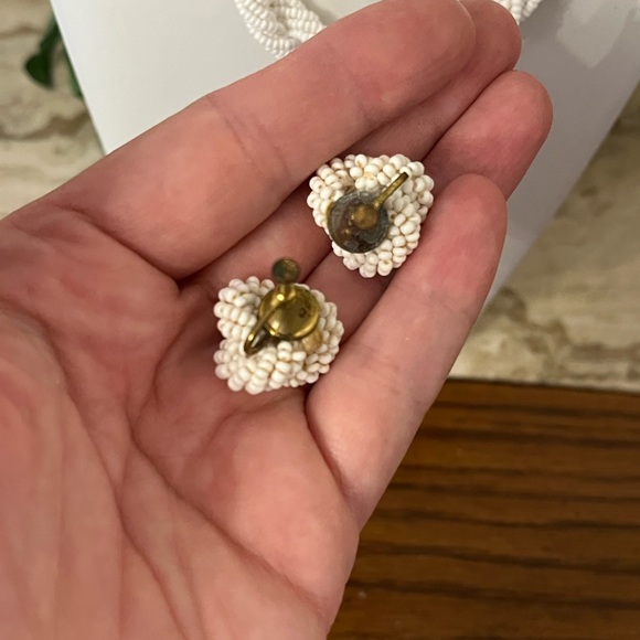 Vintage Glass Seed Bead Necklace and Screw Back Earrings - Picture 6 of 8